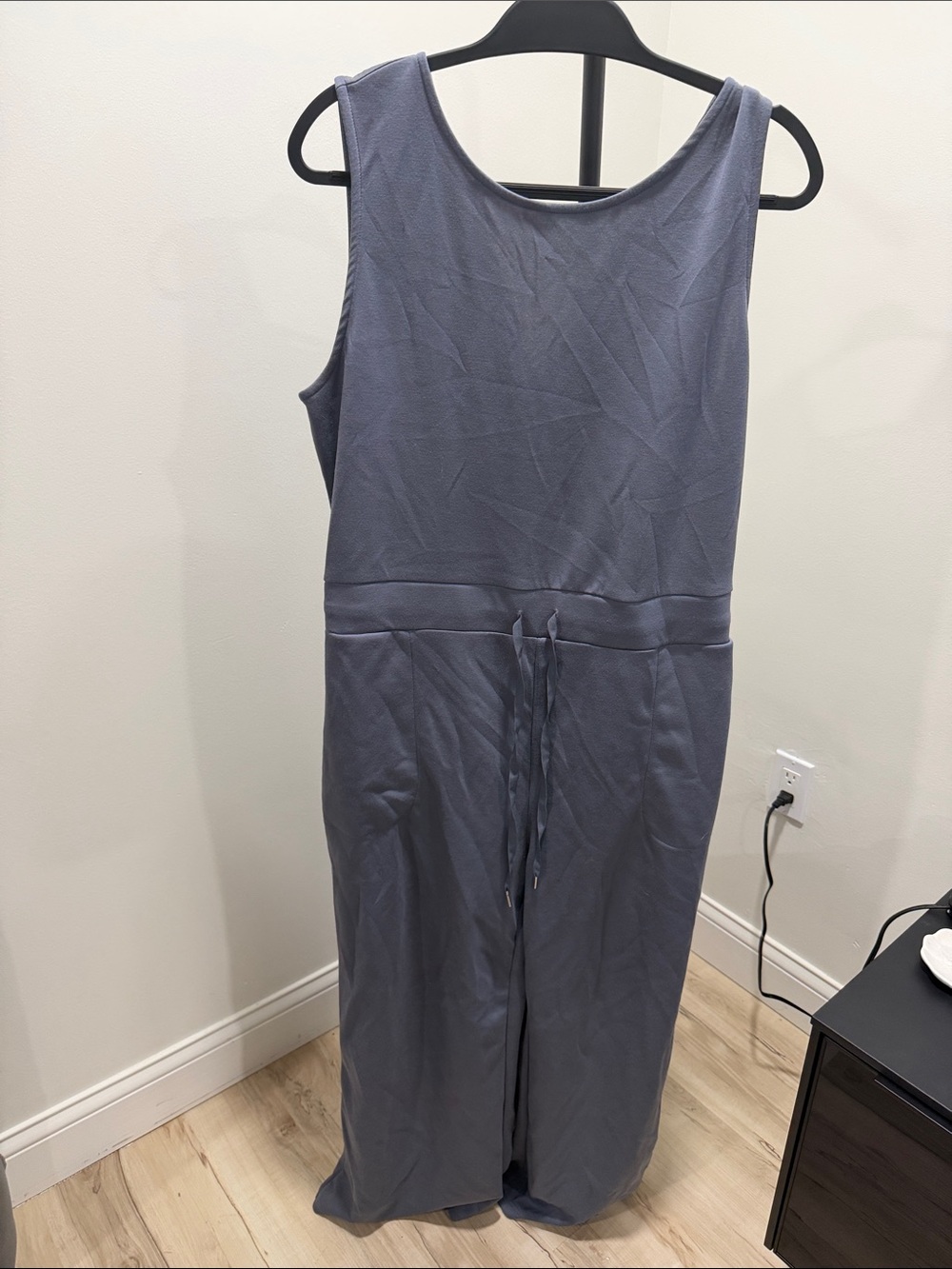 Sleeveless Slate Gray Jumpsuit with Waist Tie